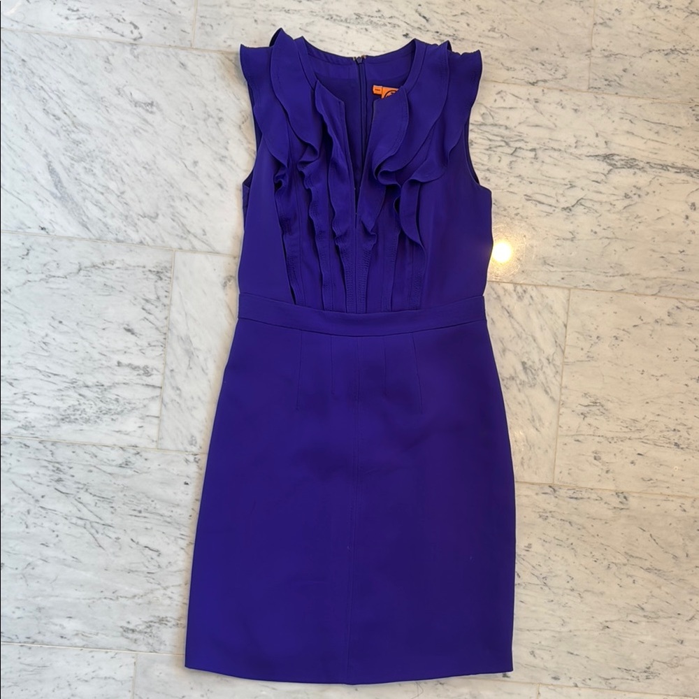 Tory Burch Purple Silk Knee-Length Sleeveless Dress Size 8